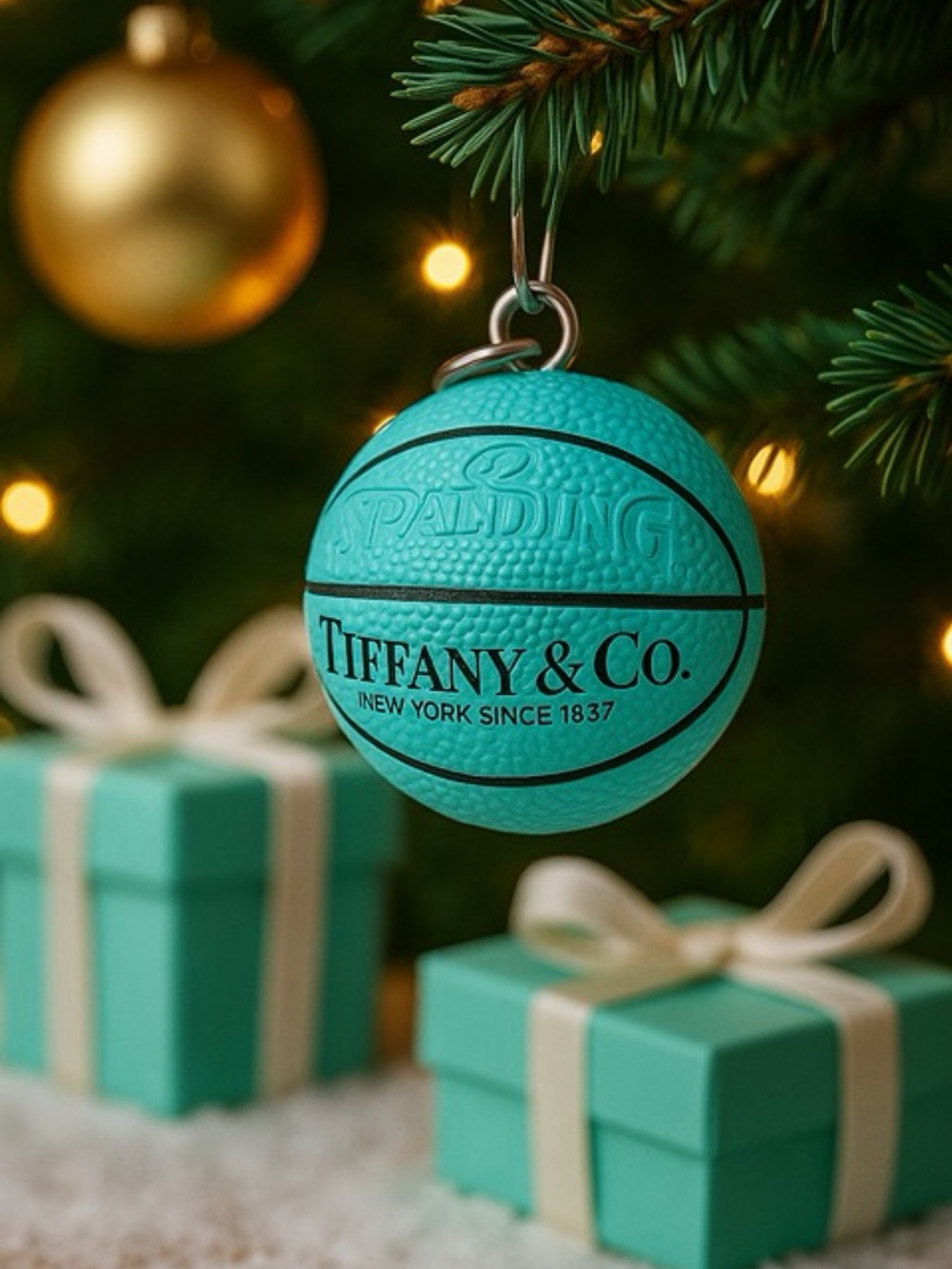 Tiffany Blue Mini Basketball Keychain Bag Charm Spalding Style